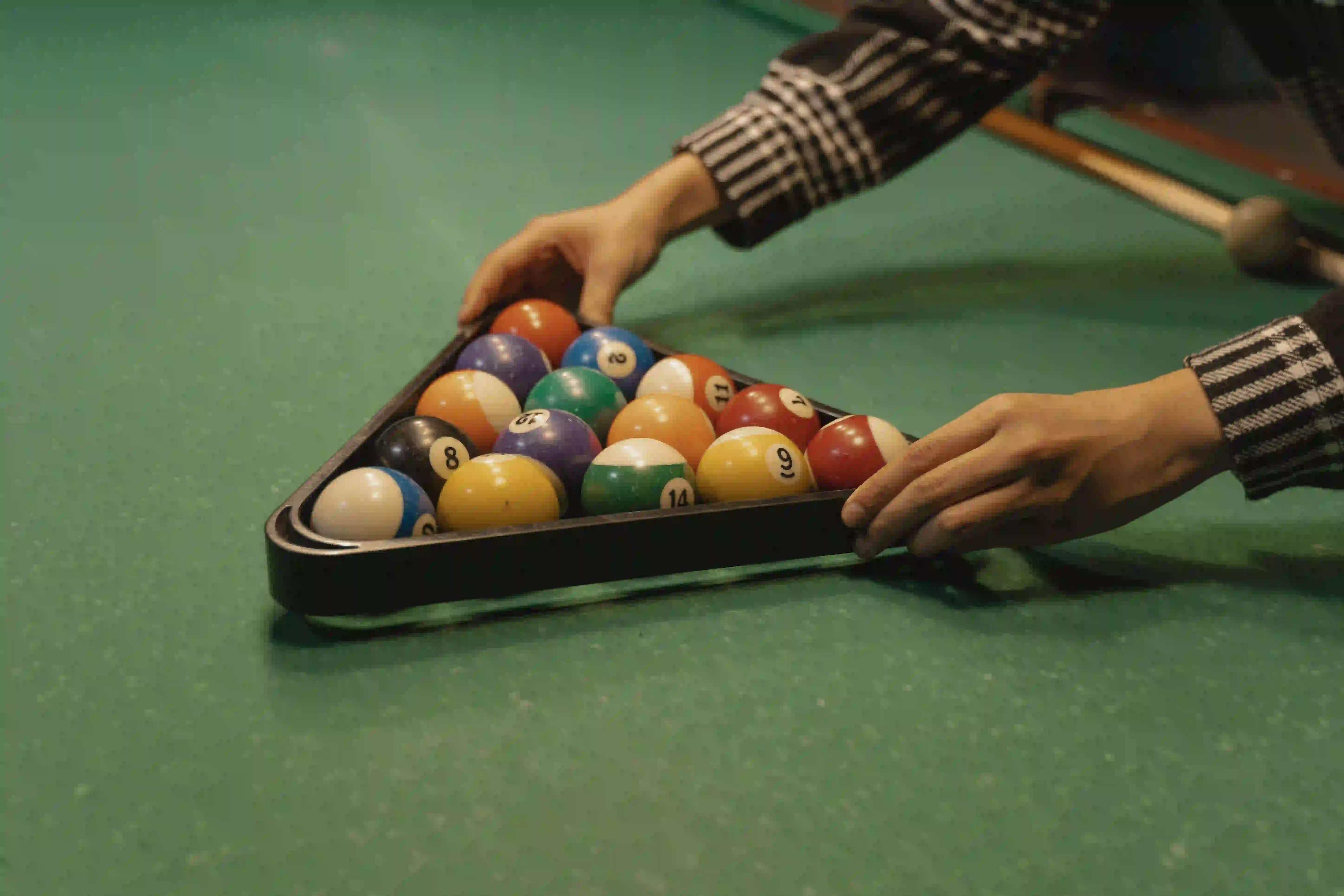 Close up of a pool cue