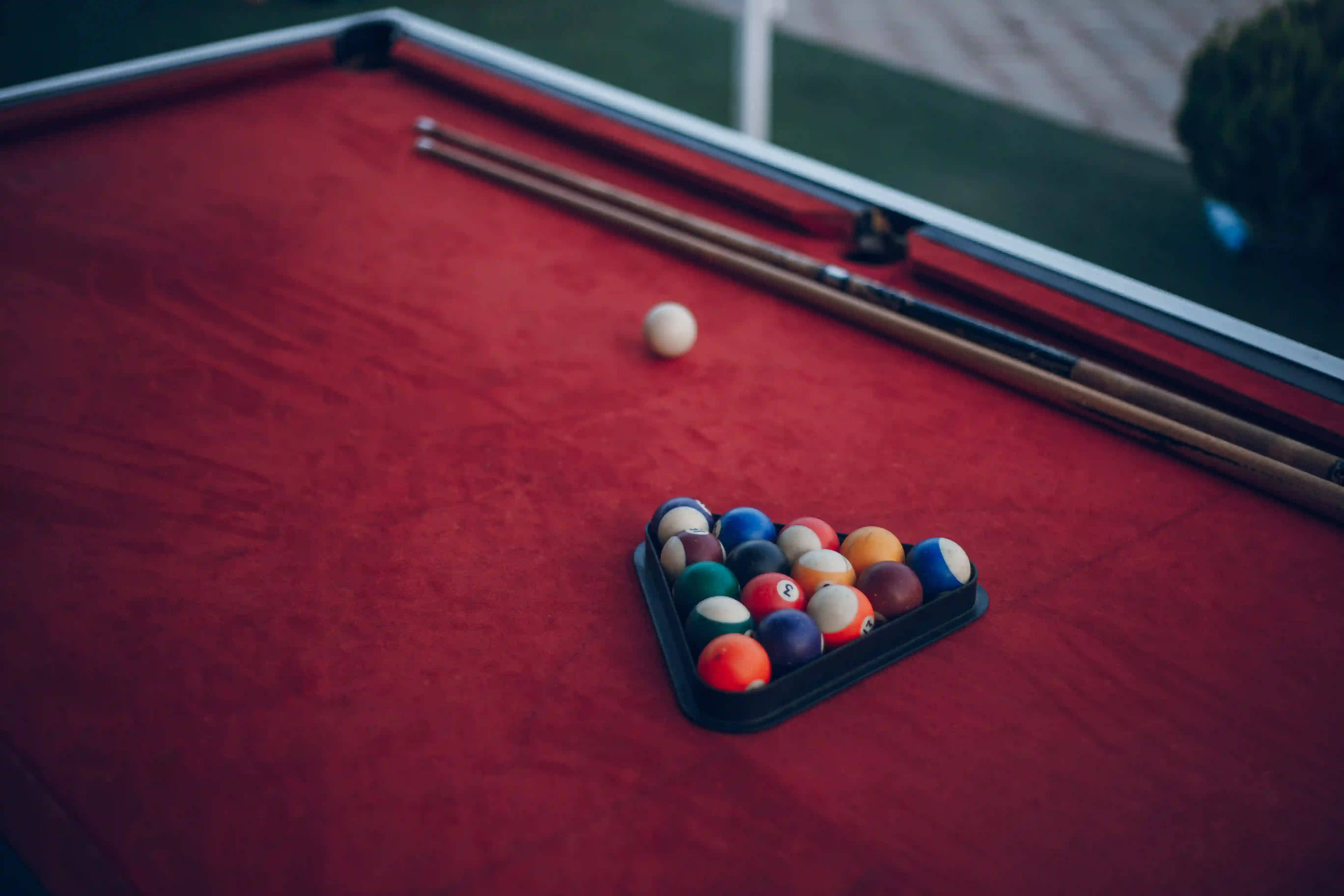Red felt table